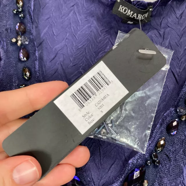NEW Komarov Maxi Dress Womens Small Crinkle Purple Metallic Sleeveless Gown NWT 3