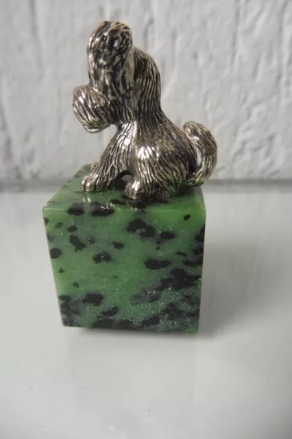 Hermosa Silberfigur, Perro, 835 Plata En Hermosas Base de Piedra