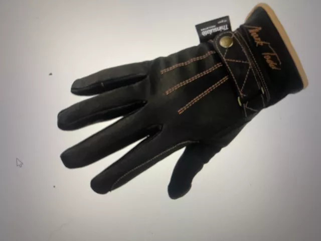 Mark Todd Thinsulate Gloves Adults Winter Leather Riding Glove Black / Brown 2