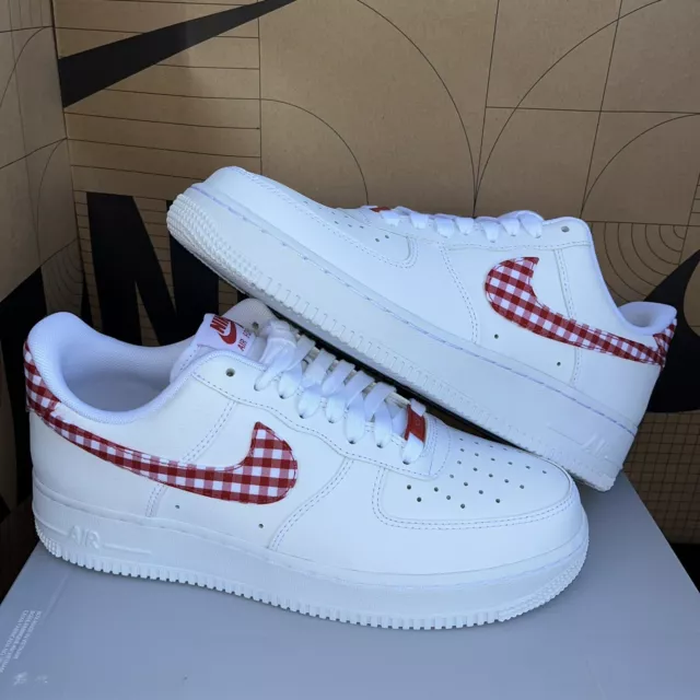 NEW Nike Wmns Air Force 1 '07 Ess Trend  "Gingham Red" DZ2784-101 Women Size 10