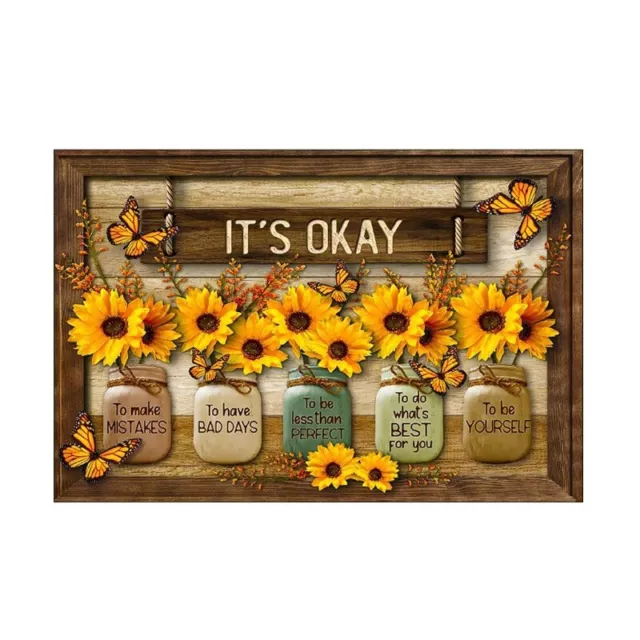 for Butterfly Sunflower Wall Art Painting Its Ok Framless Canvas Print Picture D