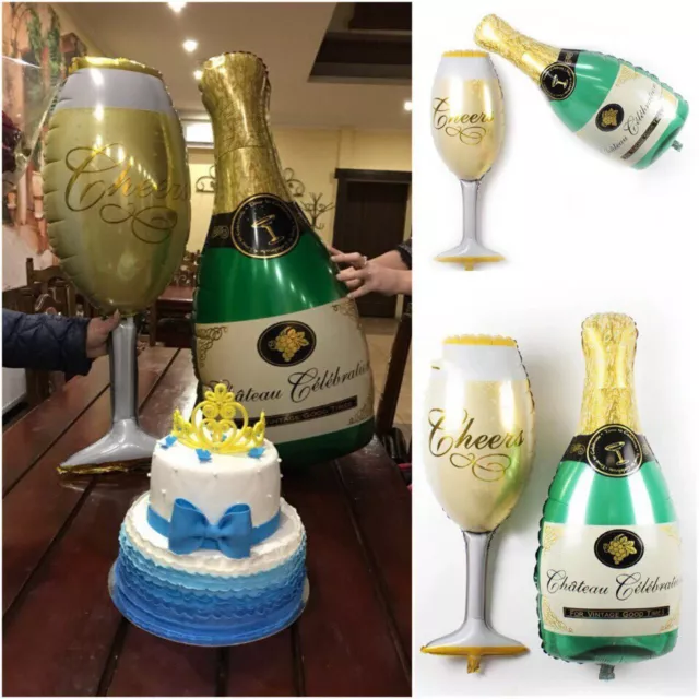 40" Champagne Bottle Glass Foil Balloons HAPPY BIRTHDAY Party Foil Baloons Sets