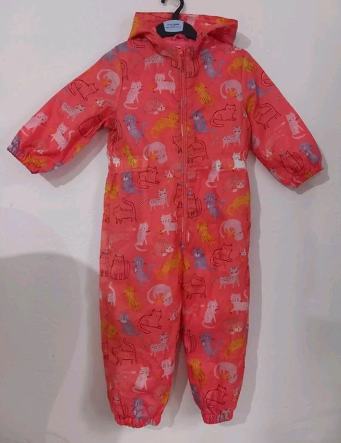 TU GIRLS KIDS Pink Cat Print Linned Puddlesuit 4 5 years 19.99 PicClick UK