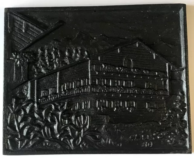 CLAAS - Gusseisen-Platte – Bauernhaus von 1980 / Wandbild / Reliefplatte aus Nac