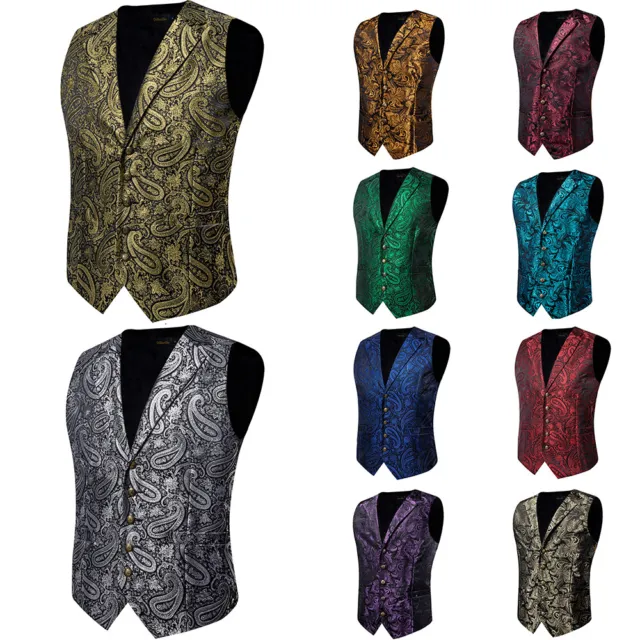 Formal Casual Vest Mens Silk Waistcoat Tuxedo Gilet Steampunk Gothic Waistcoat