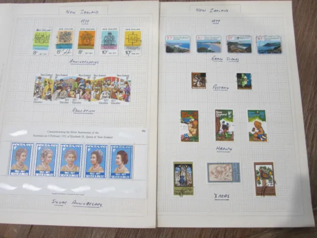 NZ stamps 1977 2 pages of stamps mini sheet + some mint 27 in total CHEAP