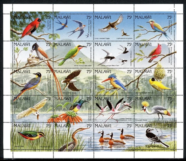 Malawi ZD-Bogen 581-600 postfrisch Vögel #JD368