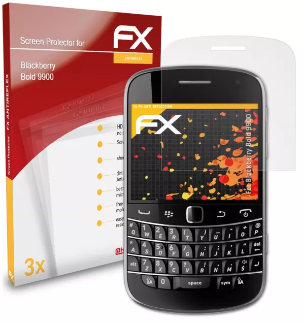 3x Lámina Protectora de Pantalla para Blackberry Bold 9900 mate y antigolpes