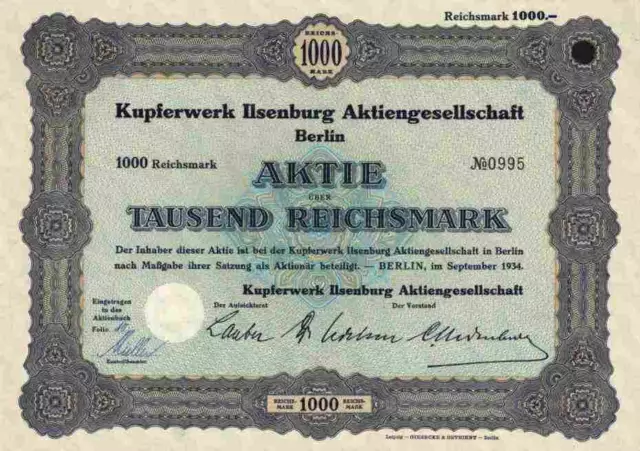 Kupferwerk Ilsenburg AG 1934 Berlin Finow VEB Mansfeld Preussag Salzgitter 1000