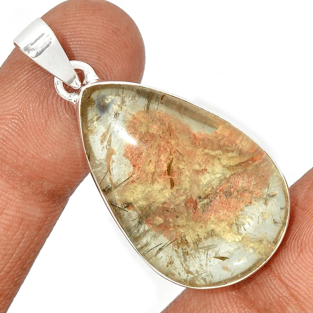 16g Treated Ghost Phantom, Lodolite 925 Sterling Silver Pendant Jewelry CP21784