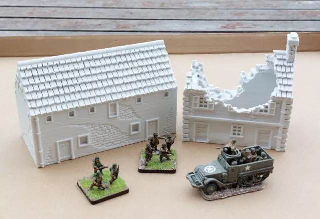 2 Maison Bâtiment Décor deuxième guerre mondiale - Wargaming Terrain 3D WW2