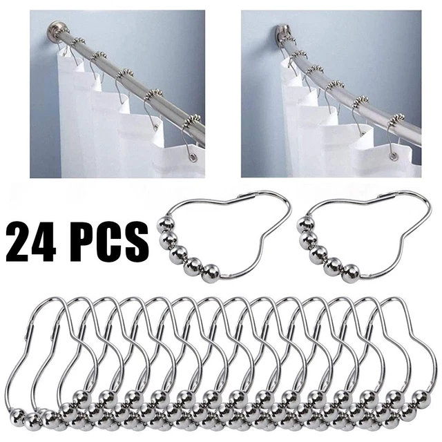 Pack de 24 anneaux de douche robustes en acier inoxydable pour une résistance s