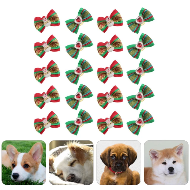20 piezas mascota Navidad muñeco de nieve Bownot goma para el pelo cinta para el pelo adorable