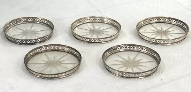 5 Untersetzer Sterling Silber Kristallschiff Zierschalen Prunkvoll Jugendstil