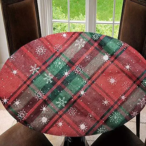 Round Elastic Table Cover Fitted Edged Polyester Stretched Round Table Christ...