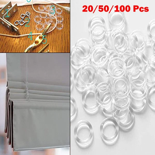 Anelli Trasparenti Per Tende A Pacchetto - 50 Pezzi, Diametro 16mm/11mm, Materiale Plastico