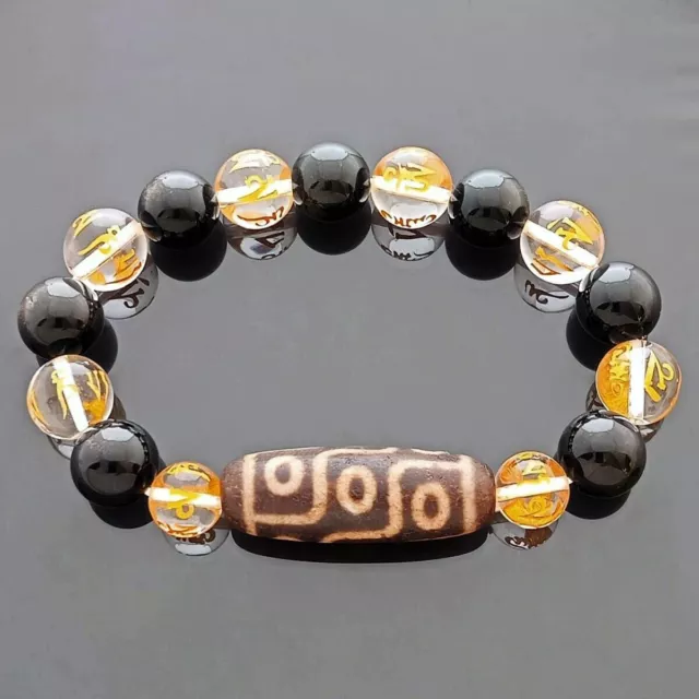 L'authentique bracelet de perles tibétaines OLD Agate 9 Eyes dZi pour la...