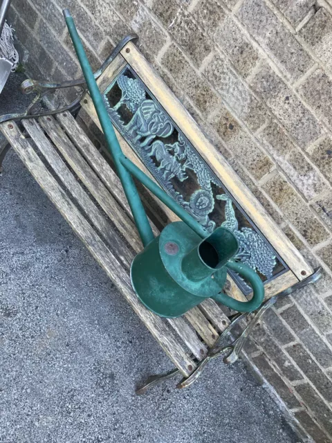 Vintage Haws Galvanised Long Reach Watering Can Green No Leaks 2 Gallon Bargain