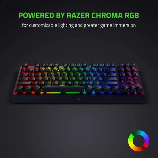 * RAZER BLACKWIDOW V3 TKL Gaming Keyboard Green Switches Chroma RGB US ...