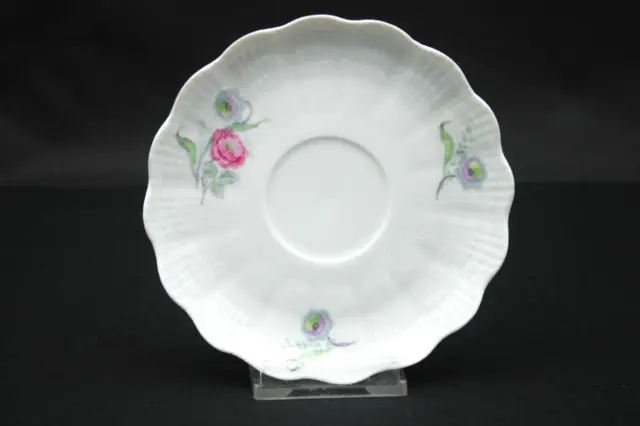 Giraud Limoges France Sauviat Untertasse UT weiß Blumendekor Porzellan ∅ 14 cm