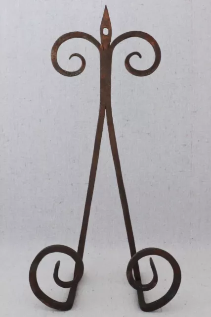 Antique Spanish Colonial Wrought Iron Hanging Plate Rack Stand Holder Art Easel