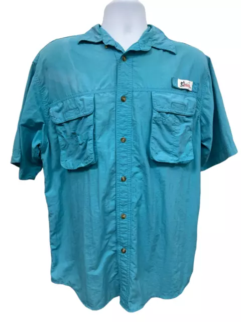 WORLD WIDE SPORTSMAN Vented Fishing Shirt Bass Pro Shops Teal Medium $14.99  - PicClick
