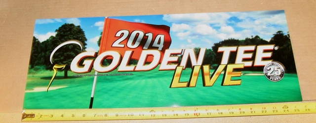 Golden Tee Live 2014 marquee backlit sign, measures 26" long x 9.5" tall - NEW Golden Tee Live 2014 marquee backlit sign, measures 26" long x 9.5" tall - NEW