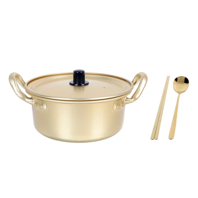 Pentola ramen coreano alluminio giallo pentola caldaia cucchiaio