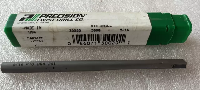 0.8cm Pointe Carbure Die Perceuse, 2.5 " Cannelure Longueur, Ptd , Neuf, USA