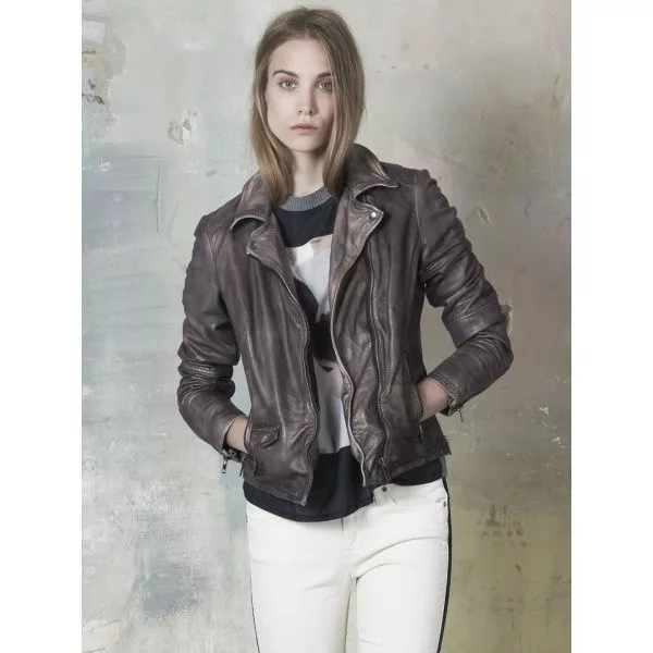 NWT MUUBAA Lyme Leather Rider Biker Jacket in Copper $629