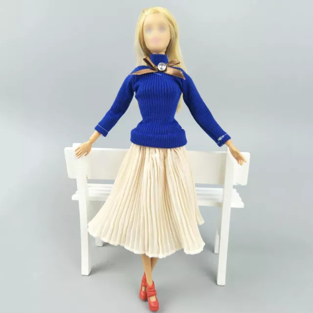 Fashion Doll Clothes For 11.5" Dolls Outfit Royalblue Top Blouses Chiffon Skirt