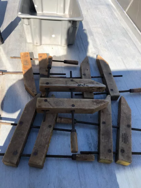 5 Antique Jorgensen Wood Clamps MADE IN USA LOT OF 5