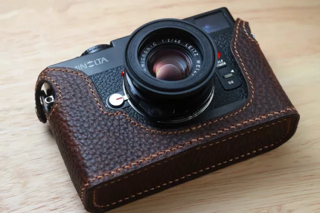 Genuine Leather Handmade Half Case Cover For Minolta Cle Camera Protector