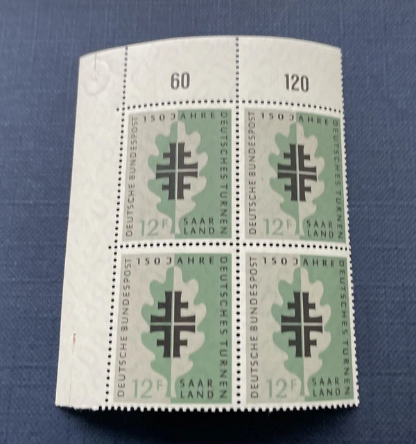 Saarland OPD 1958 Mi.-Nr. 437, Quartett Br. l / oben Bogenecke, postfrisch**