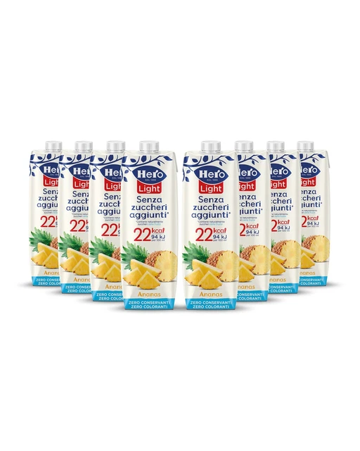 Hero bevanda alla frutta dal leggero sapore di ananas cibo 8x1L NUOVA MHD 6/24