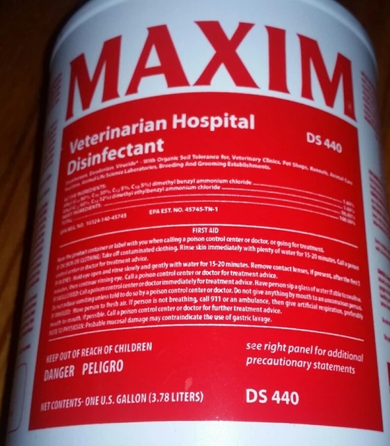 MAXIM VETERINARIAN HOSPITAL DISINFECTANT one gallon bottle DS 440 $219.99 value! 3