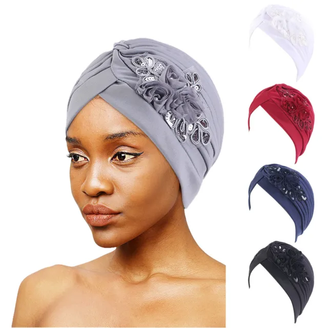 Women's Floral Chemo Cap Cancer Hat Muslim Hair Scarf Turban Hijab Head Wrap