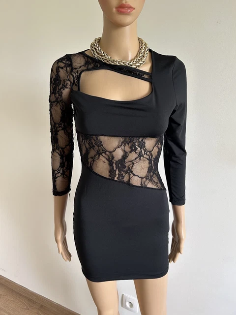 Robe Noire Dentelle Wow Couture Taille M - Style Moulant Court - Occasion Très Bon état