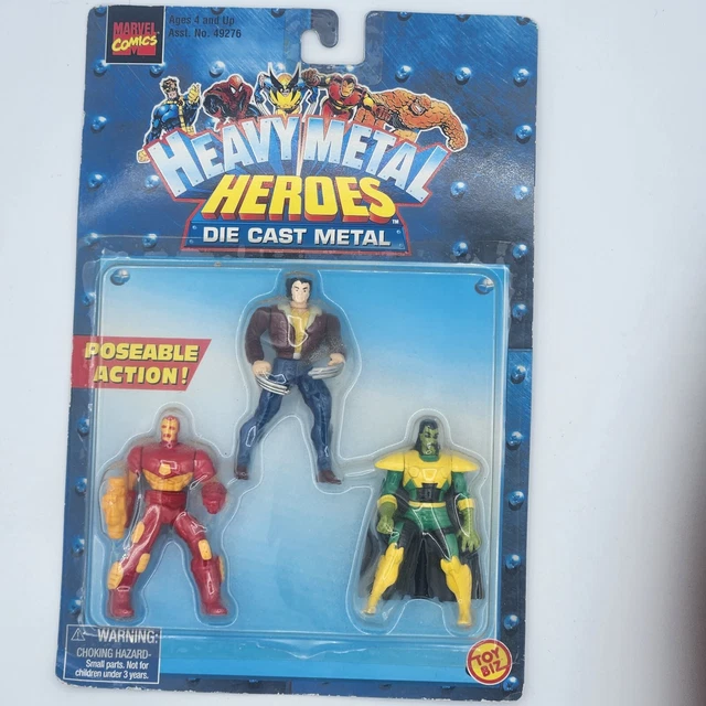 Marvel Heavy Metal Heroes Action Figures Die Cast Wolverine Iron Man Mandarin