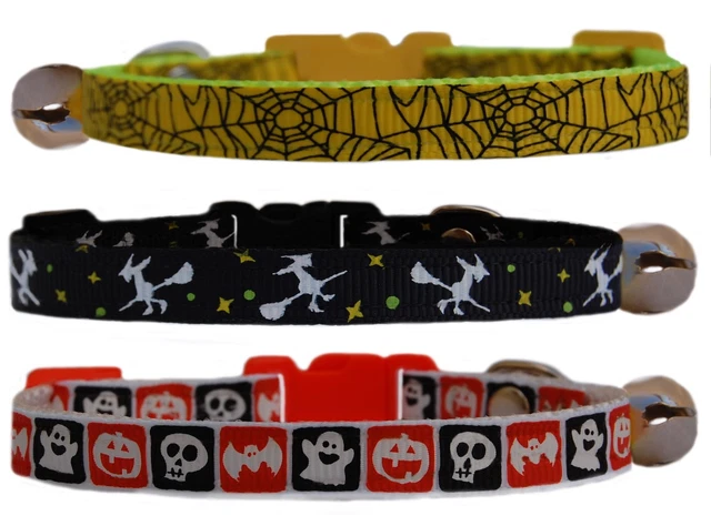Spooky HALLOWEEN Web Witch Ghosts safety kitten cat collar bell