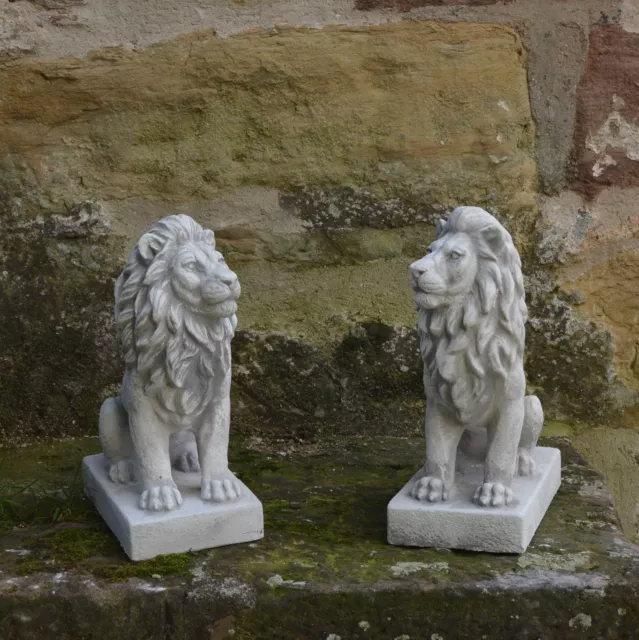 Offre : Massif Pierre Lions Paire Petit En fonte de Décoration Jardin D'Espace