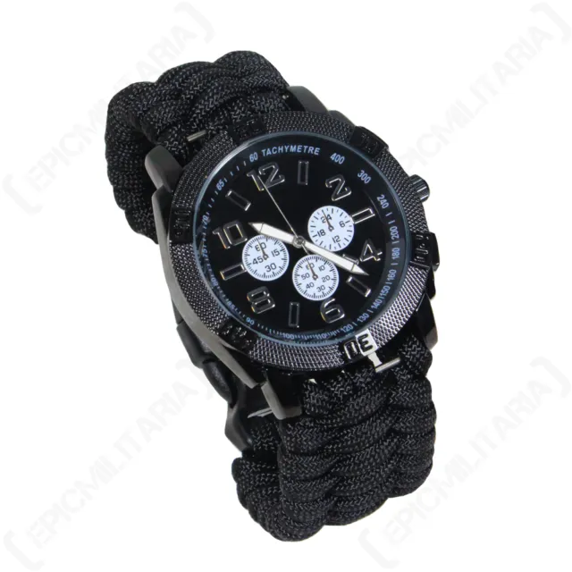 Black Paracord WATCH Paracord Strap Rope Survival Outdoor Hiking Camping Unisex