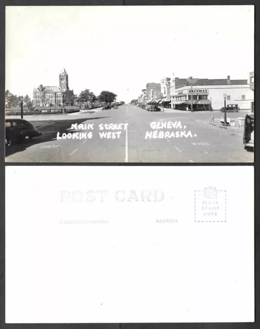 Old Nebraska Real Photo Postcard - Geneva - Main Street Scene