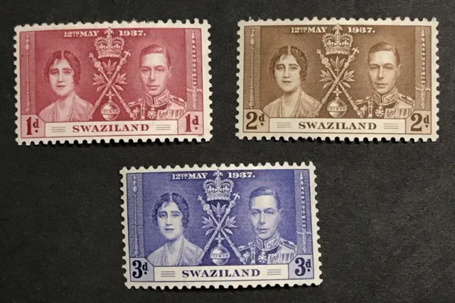 Swaziland - 1937 Kgvi Coronation Set Mm Sg 25 - 27