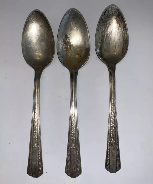 Lot Of 3 Vintage Antique Hollywood Silver Plate Tea Spoons