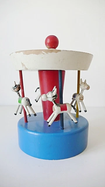 ANCIEN JEUX, MANEGE EN BOIS, 1950 VINTAGE années 50 DESIGN EUR 65,00