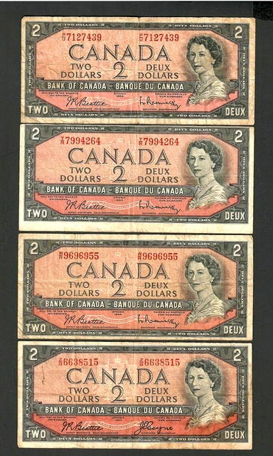 4 For 1 $2 "Bank Of Canada" 4 For 1 $2 "1900S" (Bank Of Canada) 4 For 1 Nice!!!