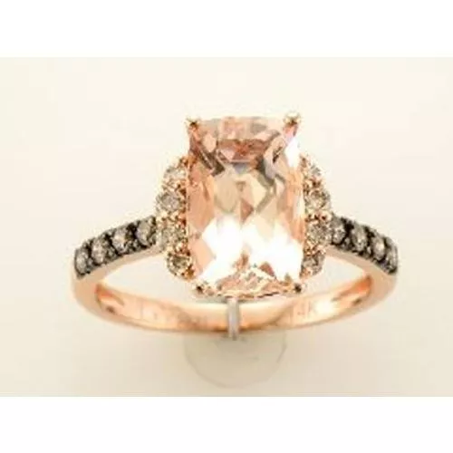 LeVian 14K Rose Gold White Morganite Diamond 2.69 cts Ring Size 8