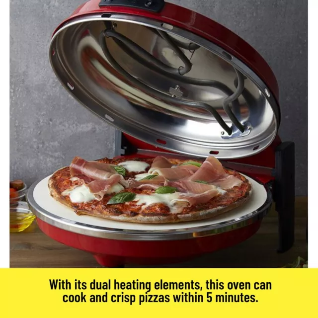 Electric Ceramic Pizza Oven Countertop Cooker Portable Pizza Maker with Paddles 2