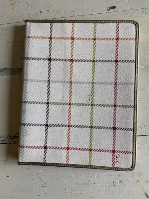 COACH Tablet Sleeve Case Clutch 1st Gen iPad/iPad 2 Ivory GOLD TRIM Plaid NEW